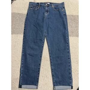 Levi's Denizen Boyfriend Jeans Womens 6 (34 x 25) Blue Straight Leg Cuffed Legs